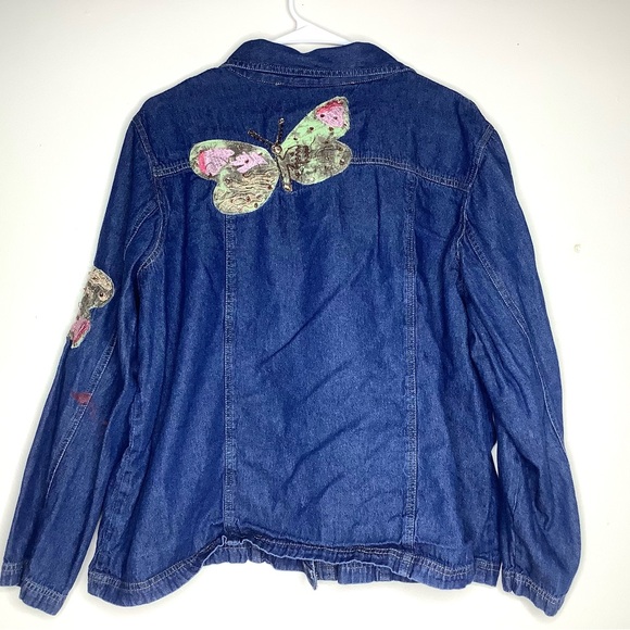 < Vintage Butterfly Embroidered Denim Shacket > - Picture 3 of 6